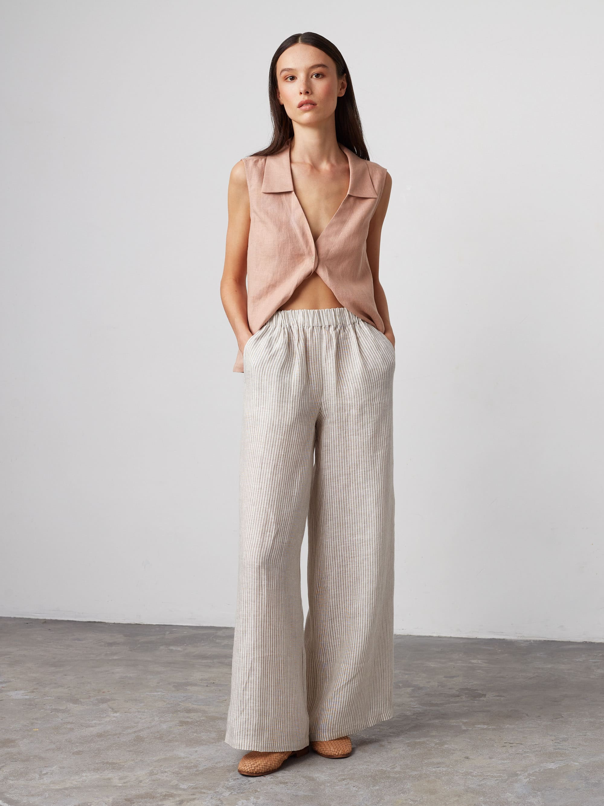 Linen  Striped Trousers